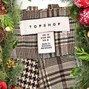 Topshop Half & Half Plaid Wide Leg Dress Pants Women's Size 8
